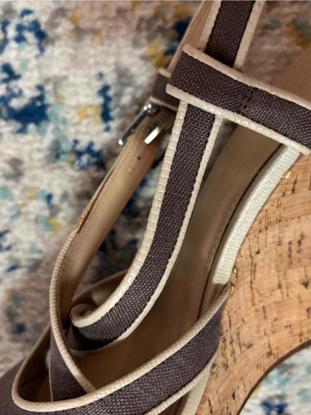Saks Fifth Avenue Brianna Brown Cork Wedge Sandals - Picture 8 of 10